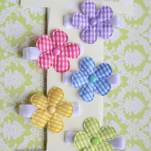 Set von 5 Gingham Blumen Haarspangen