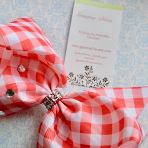 NEW!!!  XXL Red and White Gingham Dance Bow