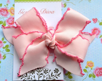 Pink with Pink Crochet Edge Classic Diva Bow