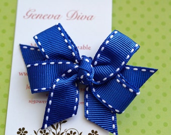 All Stitched Up in Royal Blue MINI Diva Bow