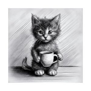 Charming Cat Art Print, Whimsical Cat Poster, Cute Animal Decor, Adorable Cat Picture, Gift for Cat Lovers