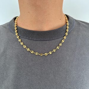 Gouden koffieboon ketting - roestvrijstalen koffieboon ketting - 5 mm dikke gouden herenketting - Vaderdagcadeau