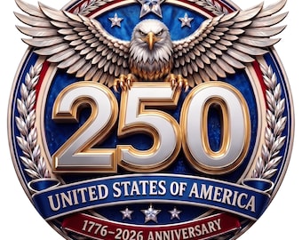 250e verjaardag Amerika, png, VS 250 jaar embleem, sublimatieontwerp patriottische adelaar, Amerika 1776-2026 png, transparante achtergrond