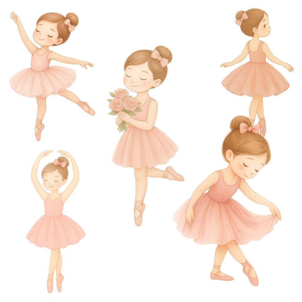 Cute Ballerina Watercolor Clipart – 100 Adorable Ballet Girls PNG ...