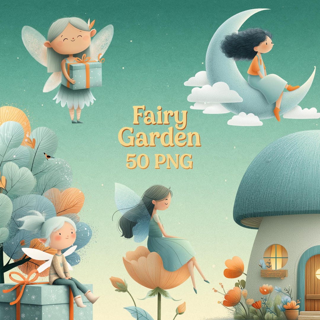 Fairies Clipart Bundle – 50 PNG | Magical Watercolor Fairy Garden ...
