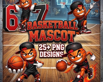 Basketball Clipart Bundle 25+ PNG, Cartoon Basketball Mascot, Basketball Player PNG, Sports T-Shirt Design, Urban Street Character