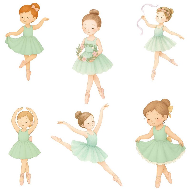 Cute Ballerina Watercolor Clipart – 100 Adorable Ballet Girls PNG ...