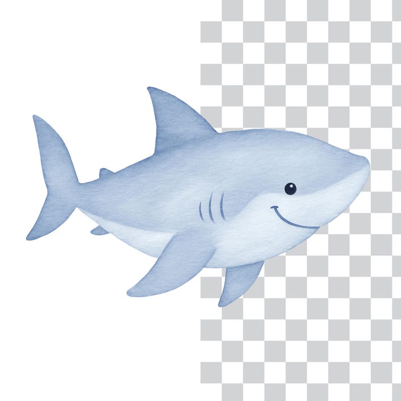 Akvarell undervattens clipart 45 PNG, söta havsdjur PNG, väggkonst för barnrum, babyshowerdekor, valbläckfisk maneter set. Havsdjur bild 2