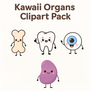 Kawaii Organs Clipart – Cute Brain, Heart, Lungs, Liver & More | Funny ...