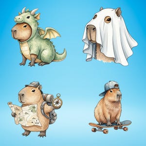 Capybara Compass Set Cute Capybara Watercolor Clipart – 95 PNG Funny Cozy Capybara Poses ...