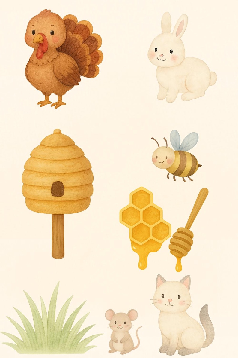 Watercolor Vintage Farm Clipart Bundle: Rustic Animals, Barn, Tractor ...