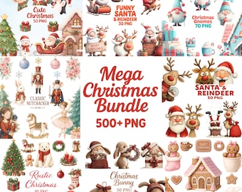 Mega Christmas Bundle Clipart – 500+ PNG | Complete Christmas Collection