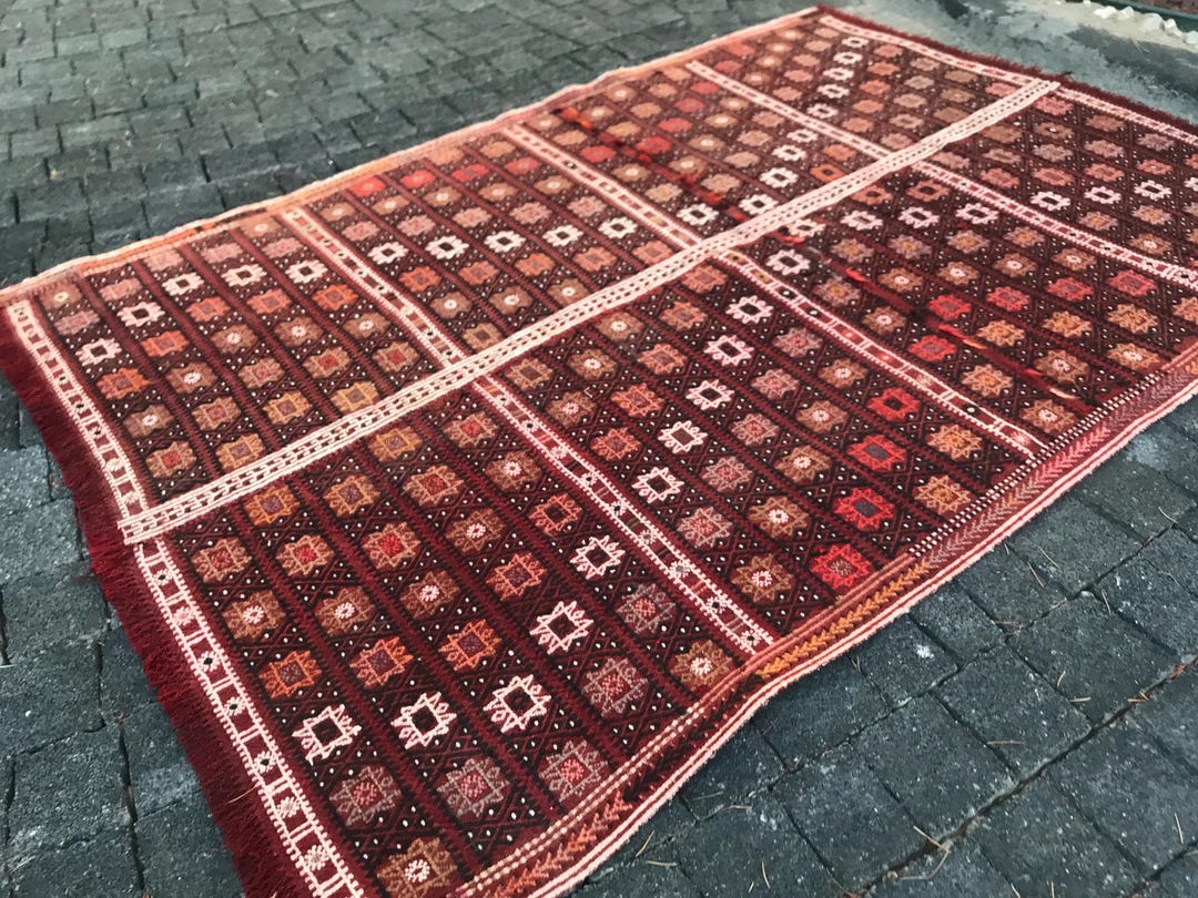 Vintage Turkish Wool Rug: Handmade Bohemian Area Rug (6.5x4.7 Ft) - Etsy