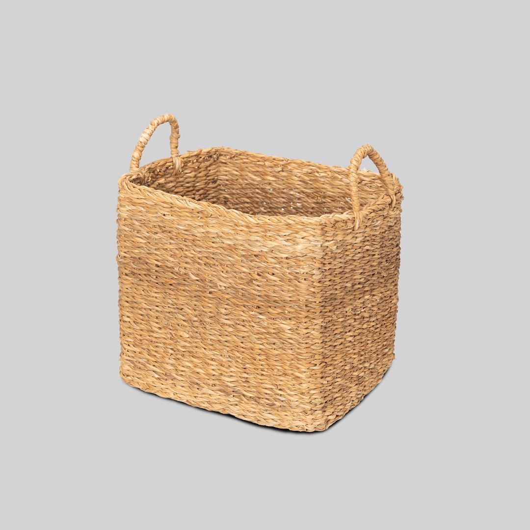Seagrass Storage Basket With Handles, Natural Woven Organizer (natural ...