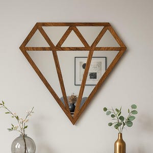 Handcrafted Diamond Wood Wall Mirror: Rustic Entryway Decor