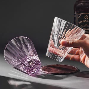 Crystal-Cut Colored Rocks Glass, Trumpet Whisky Tumbler, Elegant Home Barware Set, Unique Gift for Spirit and Whiskey Lovers, Gifts for Her