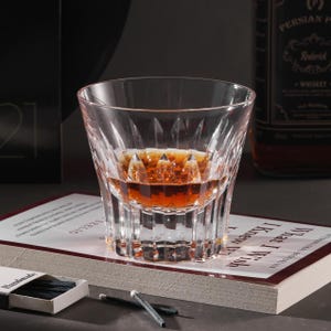 Diamond Cut Kiriko Clear Crystal Whisky Glass, Retro Whiskey Glasses, Japanese Whisky Tumbler Collection, Bourbon Barware Cup with Gift Box
