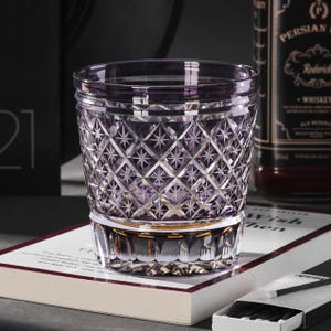 Japanese Edo Kiriko Scotch Whiskey Glass, Engraved Vintage Crystal Glasses, Hand Cut Unique Drinkware, Bourbon Drinking Glass with Gift Box