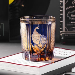 Ręcznie wycinana szklanka do whisky Edo Kiriko Peacock Emerald, niebieskie szkło vintage, kolorowe japońskie naczynia do picia, szklanka do koktajli w pudełku prezentowym