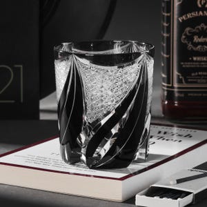 Hand Cut Kiriko Flame Whisky Glasses, Old Fashioned Unique Crystal Glass, Japanese Style Colored Drinkware, Barware Tumblers with Gift Box