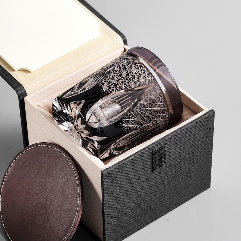 Vintage Kiriko Black Whiskey Glass - Handmade Luxury Japanese Rocks ...