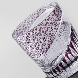 thumbnail image 2 of Japanese Edo Kiriko Style Hand-Cut Crystal Whisky Tumbler - 9oz (250ml) Black/Feather 2 of 6