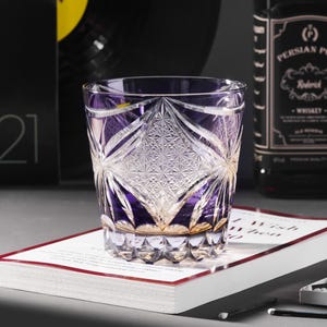 Hand Cut Edo Kiriko Butterfly Crystal Glass, Vintage Whisky Glassware, Japanese Style Drinkware, Bourbon Cocktail Wine Glass with Gift Box