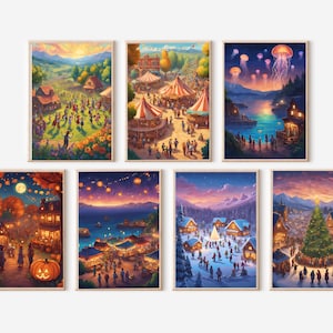 Stardew Valley-evenementposters, 11 x 14 Stardew Valley-cadeau, Spirit's Eve, avondmarkt, dans van de maanlichtgelei, Stardew Valley-muurkunst