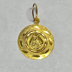 14 Karat Yellow Gold Our Lady of Regla 13mm Medal