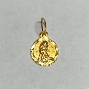 14 Karat Yellow Gold Saint Lazarus &quot;San Lazaro&quot; 8mm Baby Medal