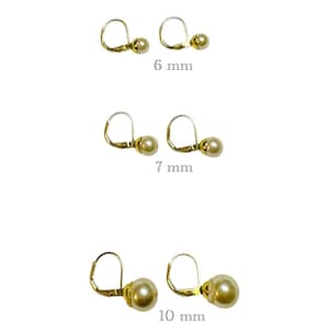 Vintage NOS 1960&#39;s Brass Leverback Earrings with Mallorca Pearls
