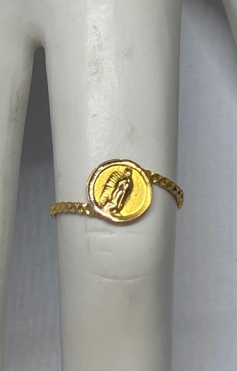 10 Karat Yellow Gold Our Lady of Guadalupe Medal Ring - Etsy