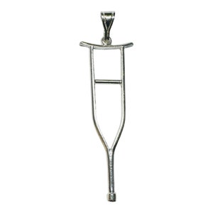 Sterling Silver 3&quot; Saint Lazarus &quot;Muleta de San Lazaro&quot; Crutch Pendant