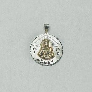 Sterling Silver 925 & 14K Yellow Gold Saint Barbara &quot;Santa Barbara&quot; 25mm Medal
