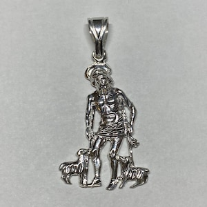 Sterling Silver Saint Lazarus &quot;San Lazaro&quot; Polished Pendant