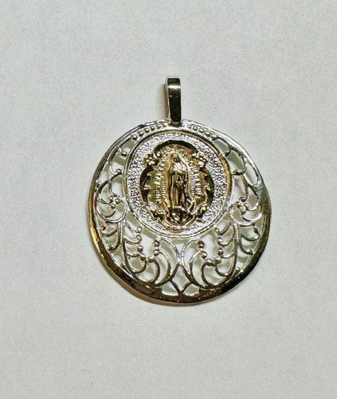 Sterling Silver and 14 Karat Yellow Gold Our Lady of Guadalupe "virgen ...