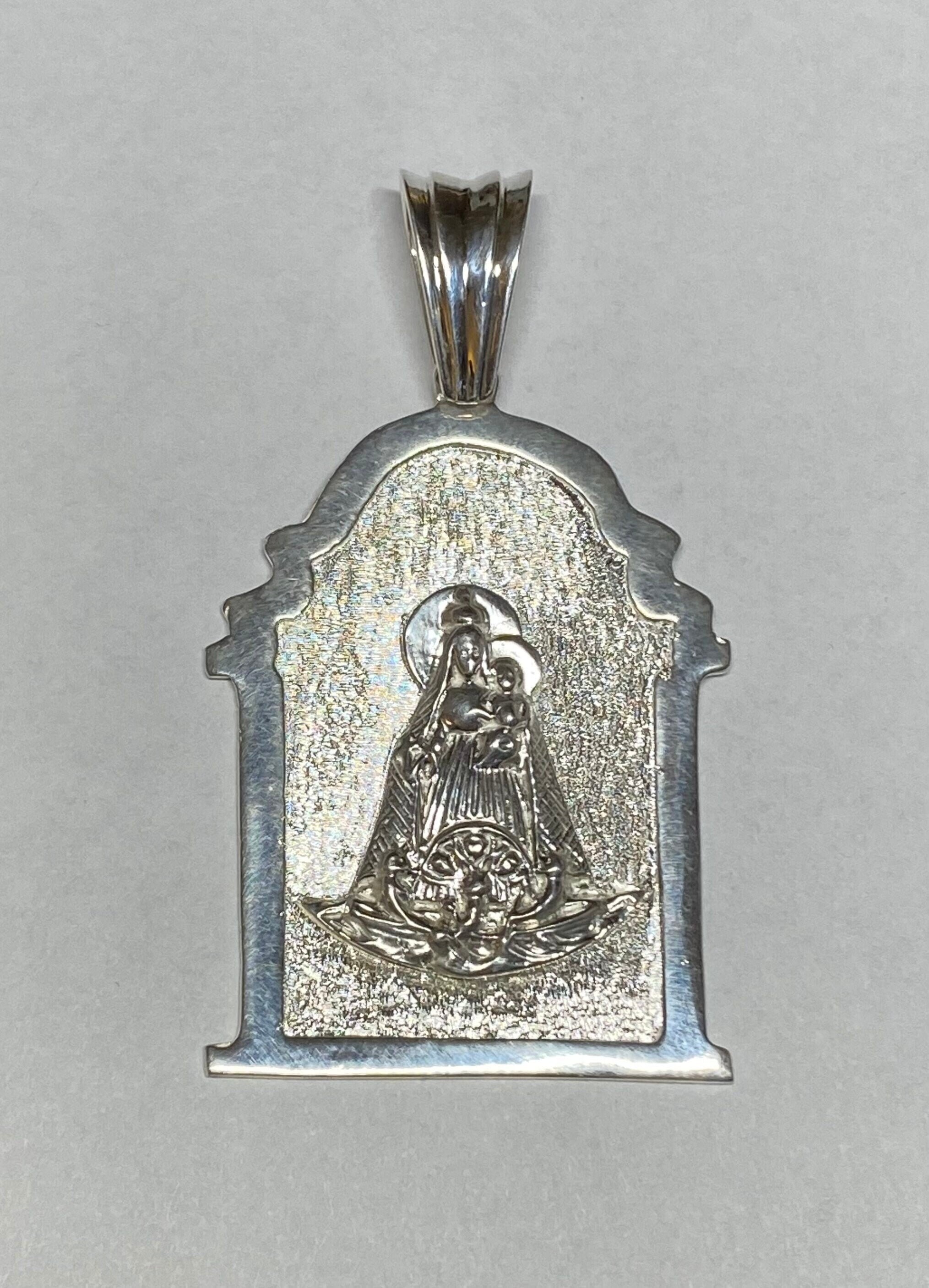 Sterling Silver Our Lady of Charity "Caridad del Cobre" 2.38" Chapel Medal Pendant