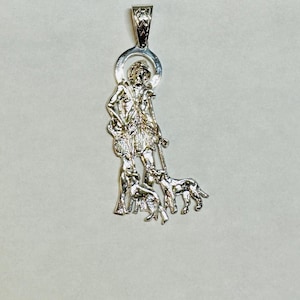 Sterling Silver 3&quot; Saint Lazarus &quot;San Lazaro&quot; Pendant