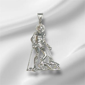 Sterling Silver Saint Lazarus &quot;San Lazaro&quot; 2.32&quot; Pendant