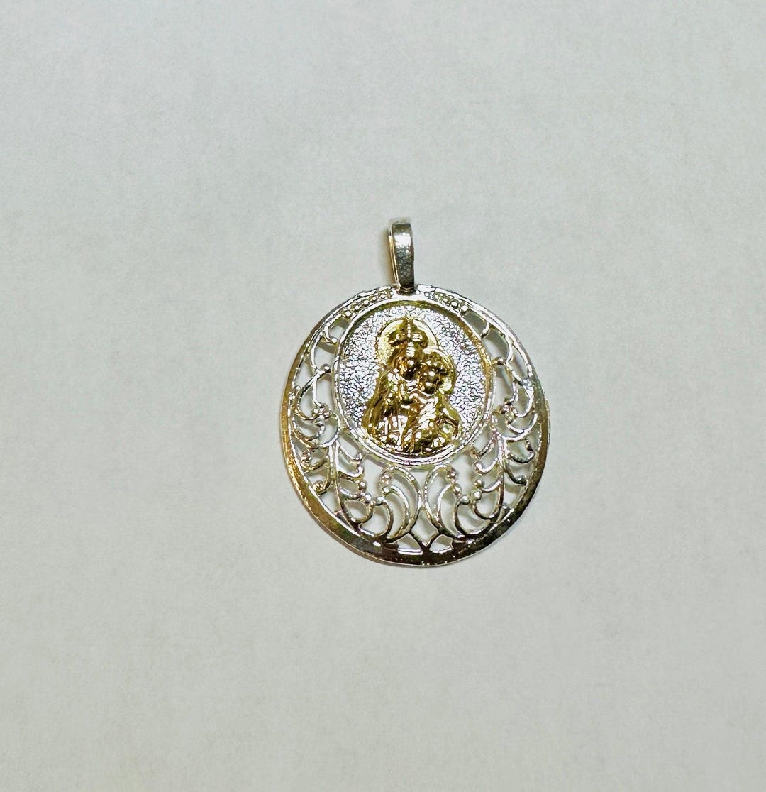 Sterling Silver and 14 Karat Yellow Gold Our Lady of Mount Carmel ...