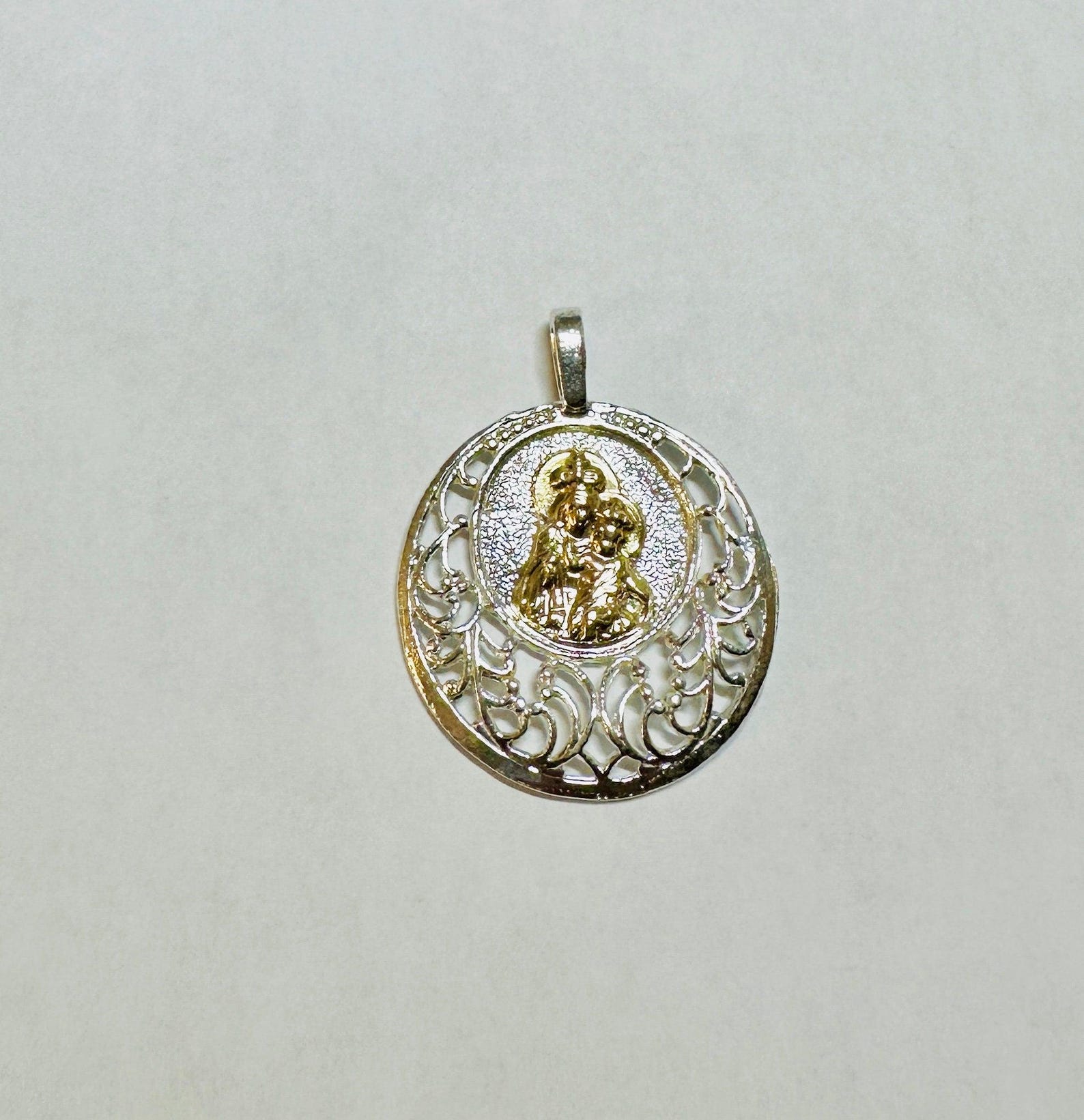 Sterling Silver and 14 Karat Yellow Gold Our Lady of Mount Carmel ...