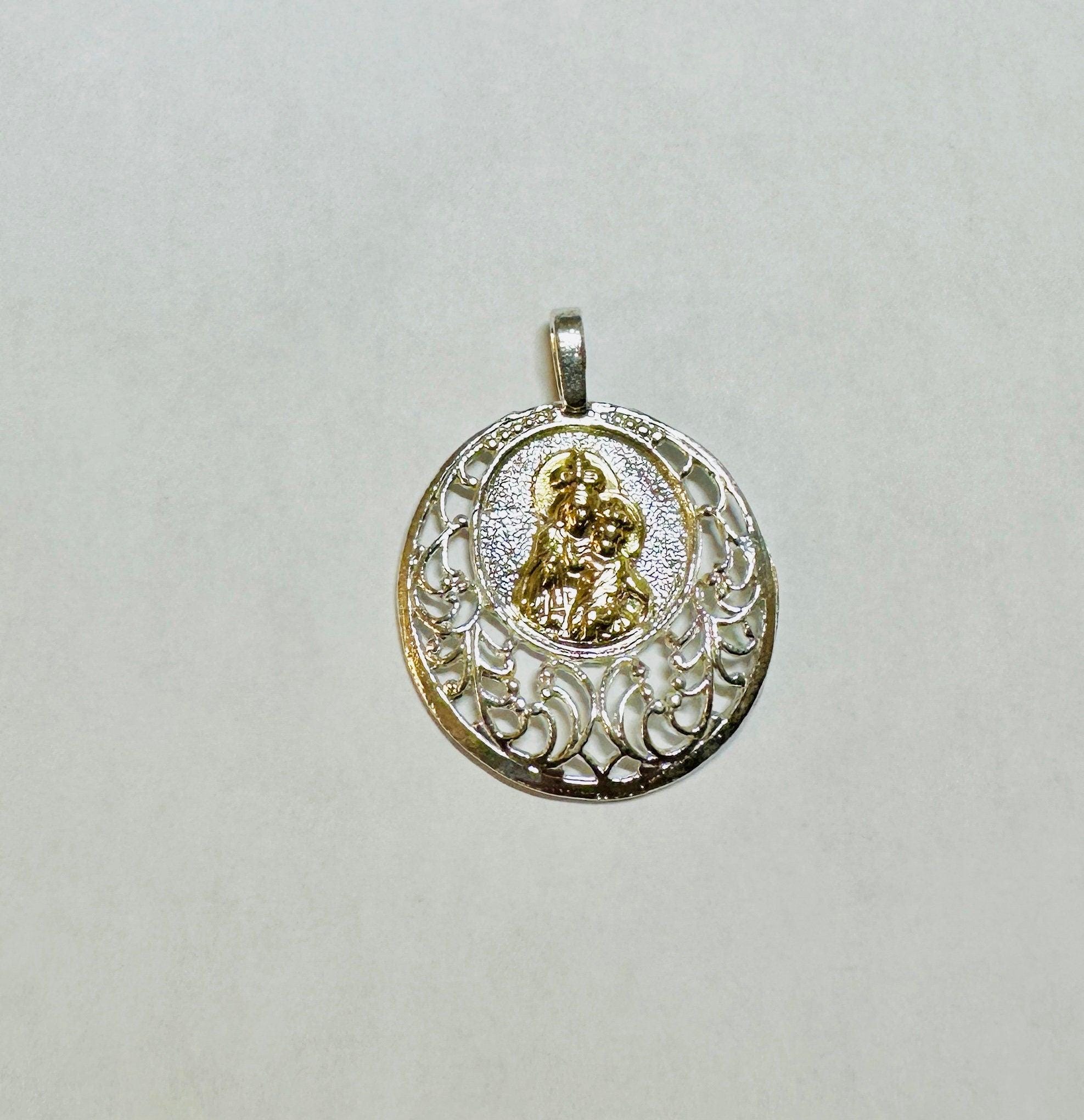Sterling Silver and 14 Karat Yellow Gold Our Lady of Mount Carmel ...