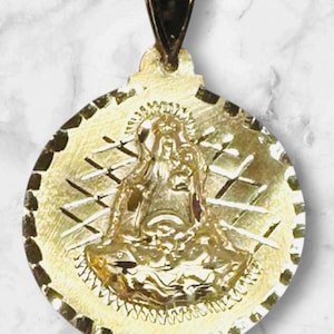 14 Karat Yellow Gold Our Lady of Charity &quot;Caridad del Cobre&quot; 22.7mm (0.89&quot; Diameter) Medal