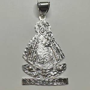 Pendentif Notre-Dame de Regla « Virgen de Regla » 2,65 pouces en argent sterling