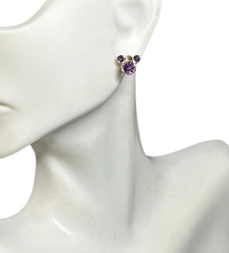 Vintage NOS 1990's 10 Karat Yellow Gold Disney Mickey Mouse Color CZ Stud Earrings