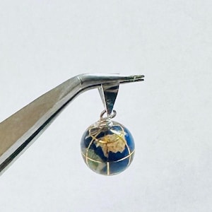 Pendentif globe terrestre en argent sterling 925, émail 3D