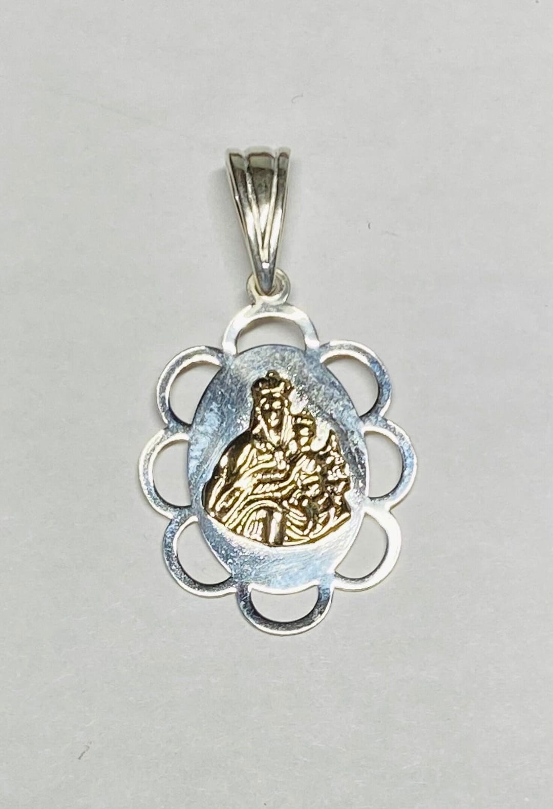 Sterling Silver and 14K Yellow Gold Our Lady of Mt. Carmel "virgen Del ...