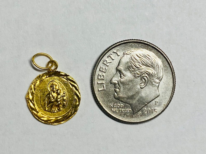 14 Karat Yellow Gold Scapular Sacred Heart of Jesus & Our Lady of Mount ...