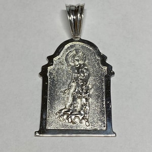 Medaglia da cappella &quot;San Lazzaro&quot; in argento sterling da 2,38&quot;