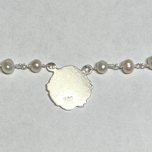 Sterling Silver Freshwater Pearl and Angel Medal Necklace